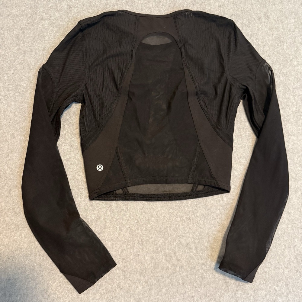 Lululemon Mesh Panelled Training Pilates Long Sleeve Shirt Black Women Size 0 2